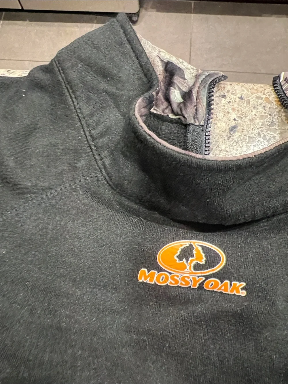 Mossy oak long sleeve fleece xl polyester black camo hunting z24